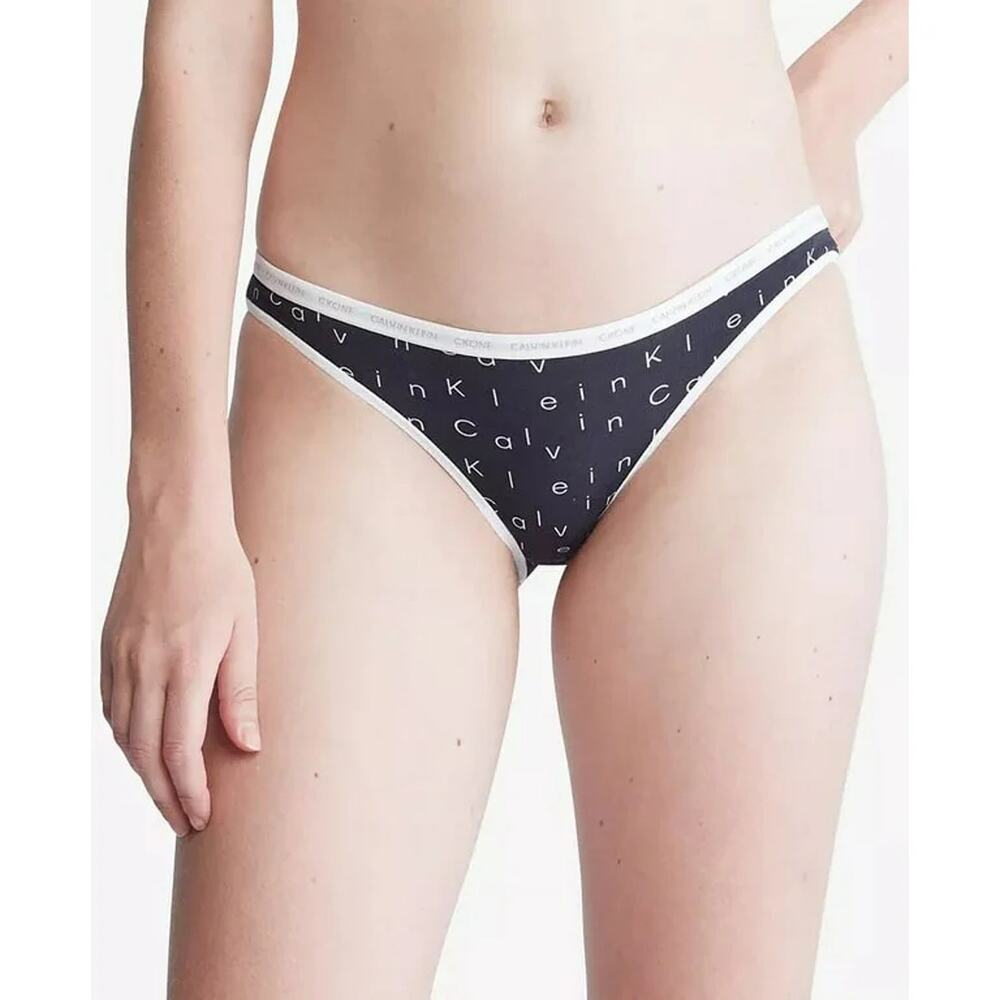 Calvin Klein CK One Cotton Singles Falling Logo Print Thong Black Size XL